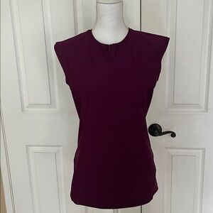 ATHLETA Pacifica UPF Tee Swim Surf Top 1/2 Zip Back Pocket